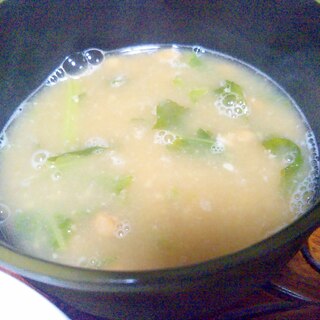 かぶの葉&納豆の味噌汁